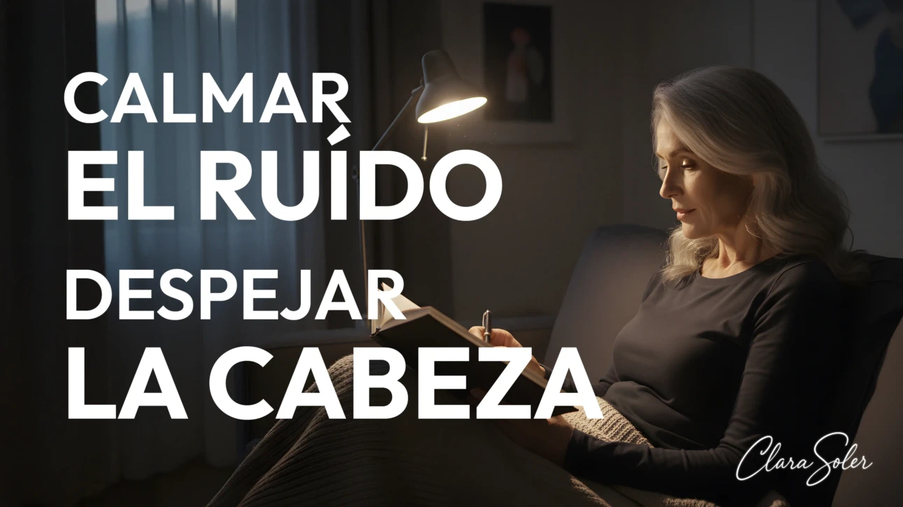 Mujer practicando meditación para dormir junto a una lámpara suave