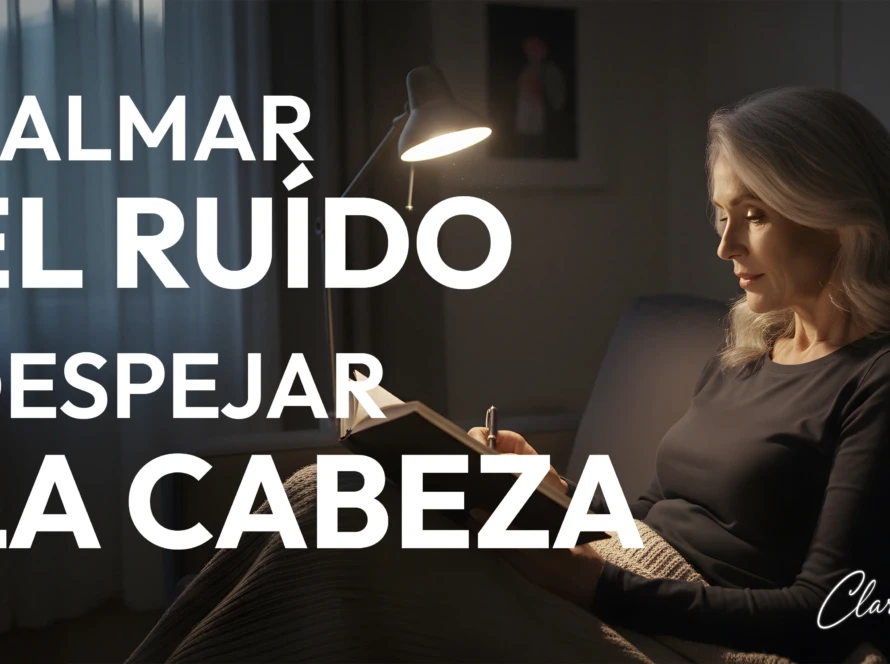 Mujer practicando meditación para dormir junto a una lámpara suave